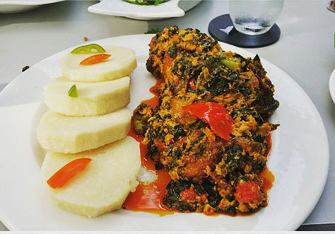 Boiled Yam With Agushi Stew